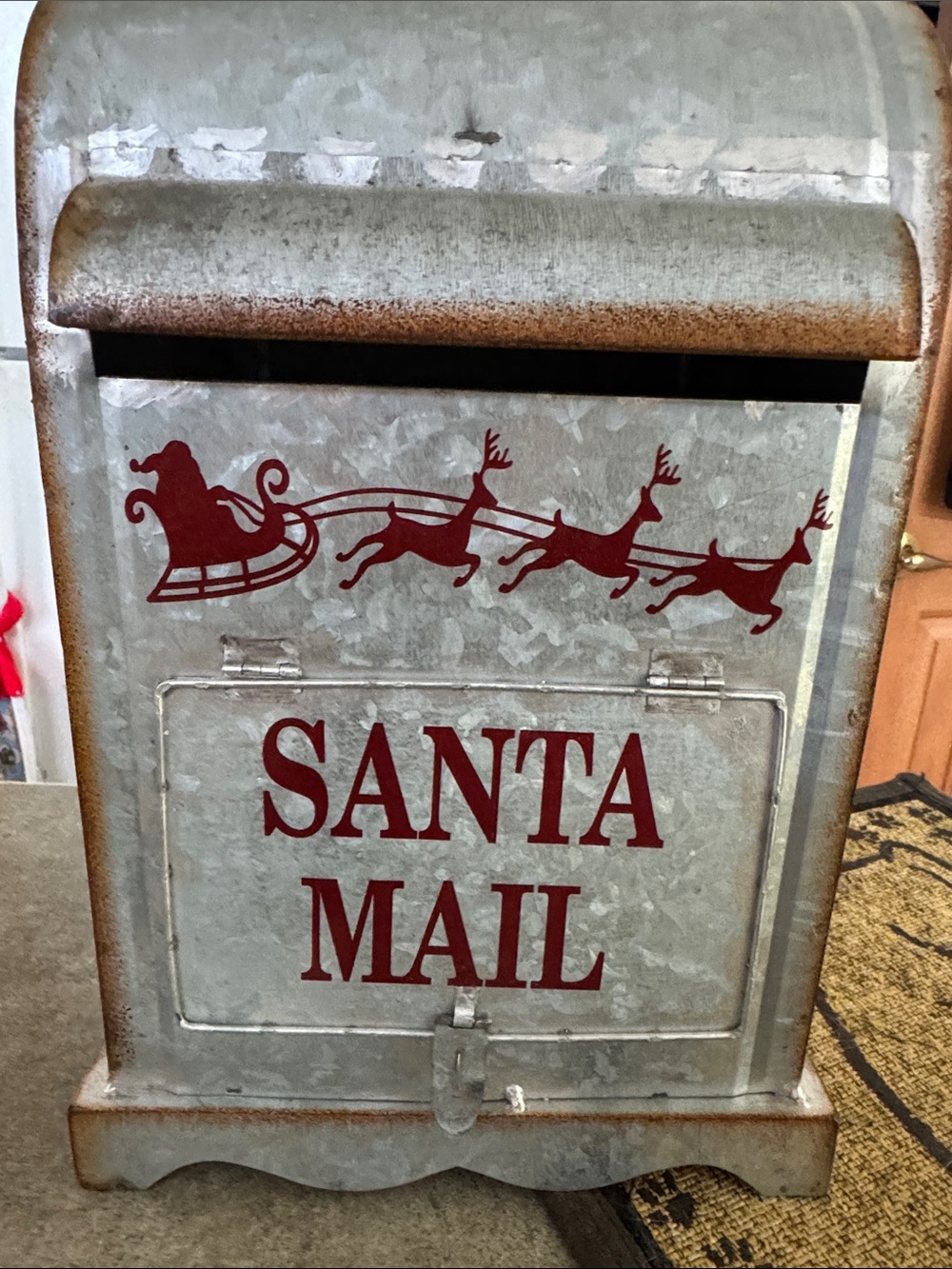 Galvanized Metal Santa Mail Holiday Christmas Mailbox TheNorth Pole Express Post